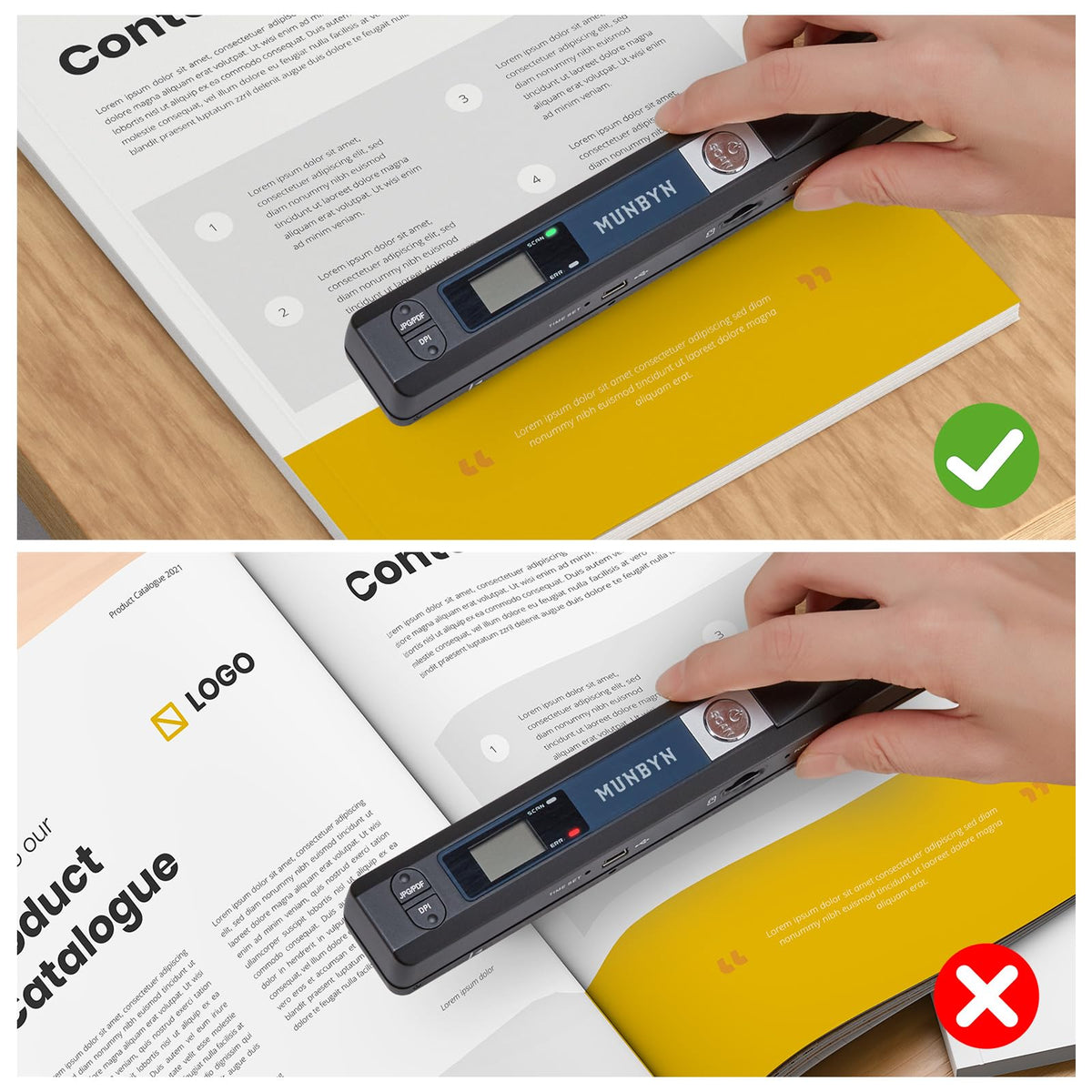 MUNBYN Portable Scanners A4 Document Scanner, 900 DPI Handheld Photo Black NEW