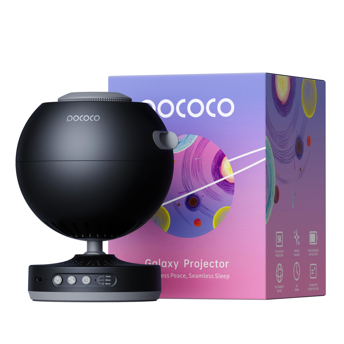 POCOCO Galaxy Night Light Star Projector with Replaceable Discs - Black DEMO