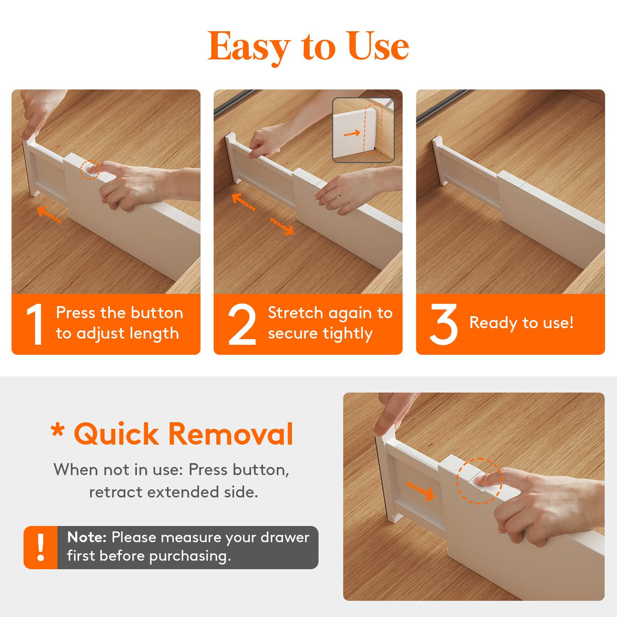 Lifewit Expandable Drawer Dividers for Clothing Storage Organizer White NEW
