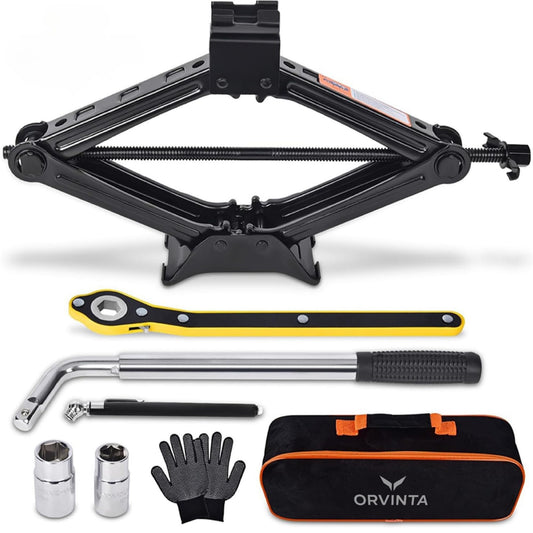 Portable Tire Repair Kit with Scissor Jack, Lug Wrench, and Black Finish DEMO