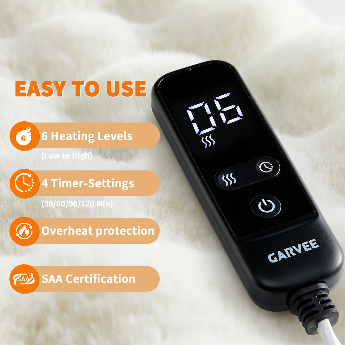 Garvee Electric Heating Pad Faux Fur Therapeutic Back Neck Warmer Cream NEW