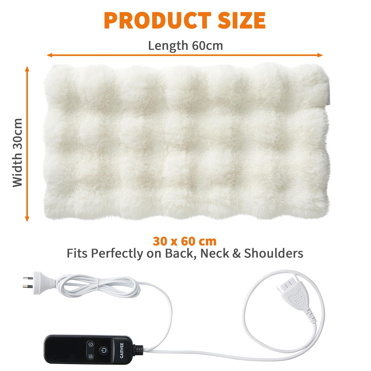 Garvee Electric Heating Pad Faux Fur Therapeutic Back Neck Warmer Cream NEW
