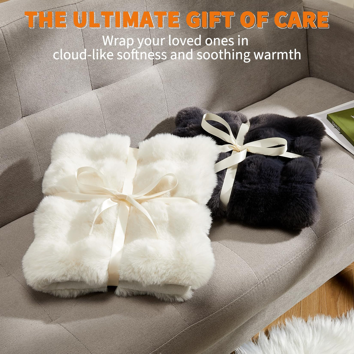Garvee Electric Heating Pad Faux Fur Therapeutic Back Neck Warmer Cream NEW