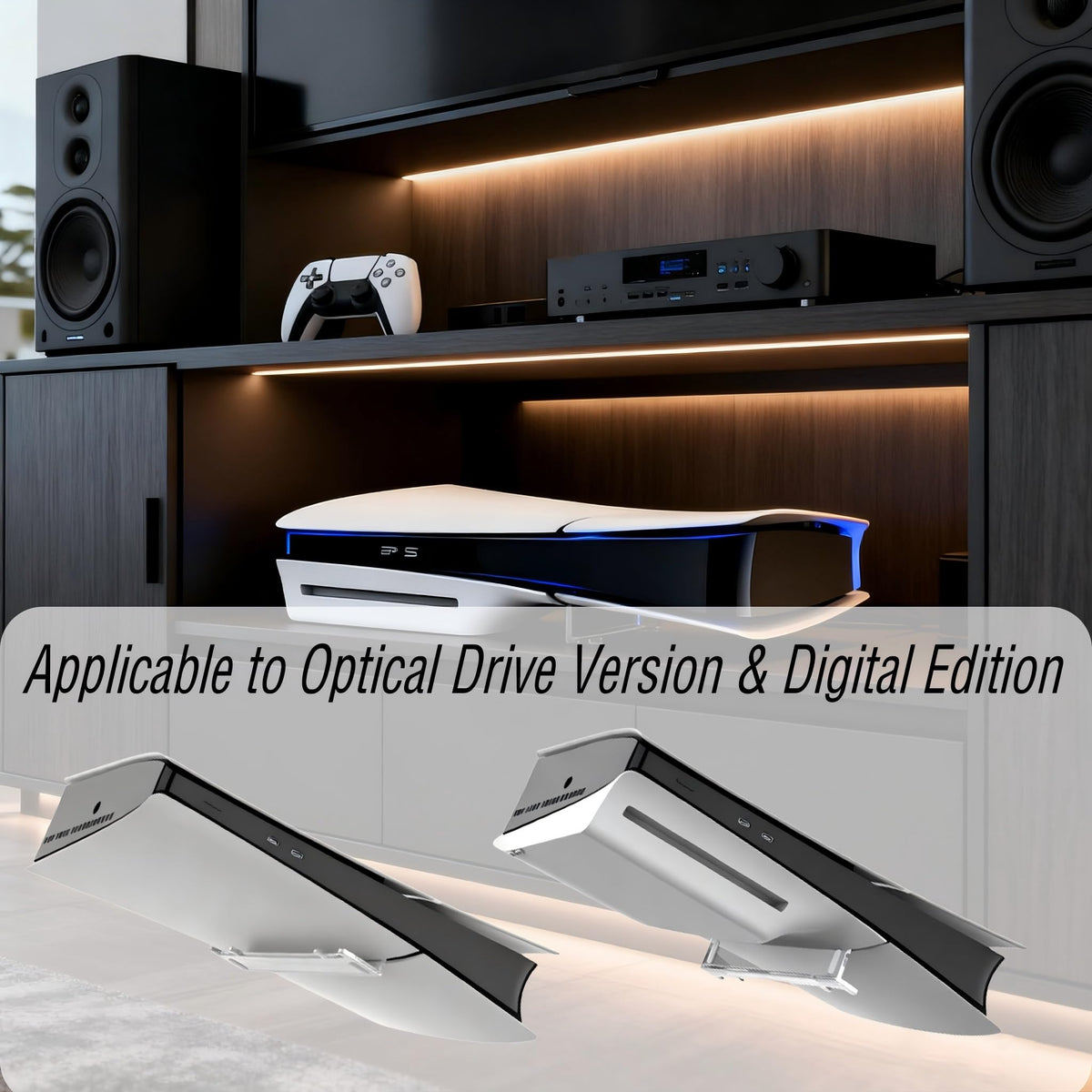 ipega Clear Horizontal Stand for PlayStation 5 Slim Optical Drive Gaming NEW