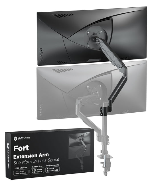 ULTRARM Extra-Tall Black Extension Arm Accessory for Adjustable Monitor NEW