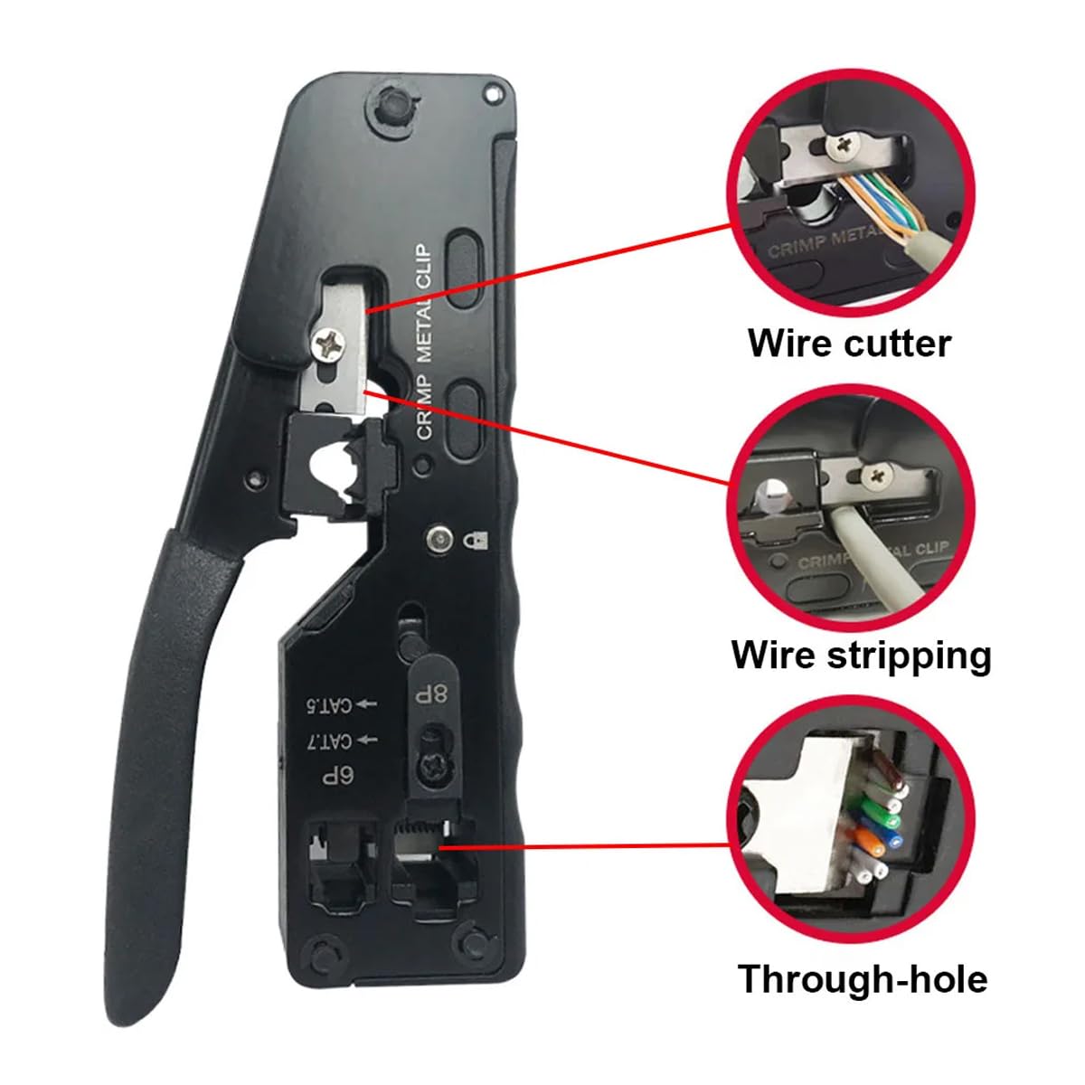 Wire Strippers Alloy Steel Crimper Cutter Tool for RJ45 RJ11 Cat7 Cables NEW