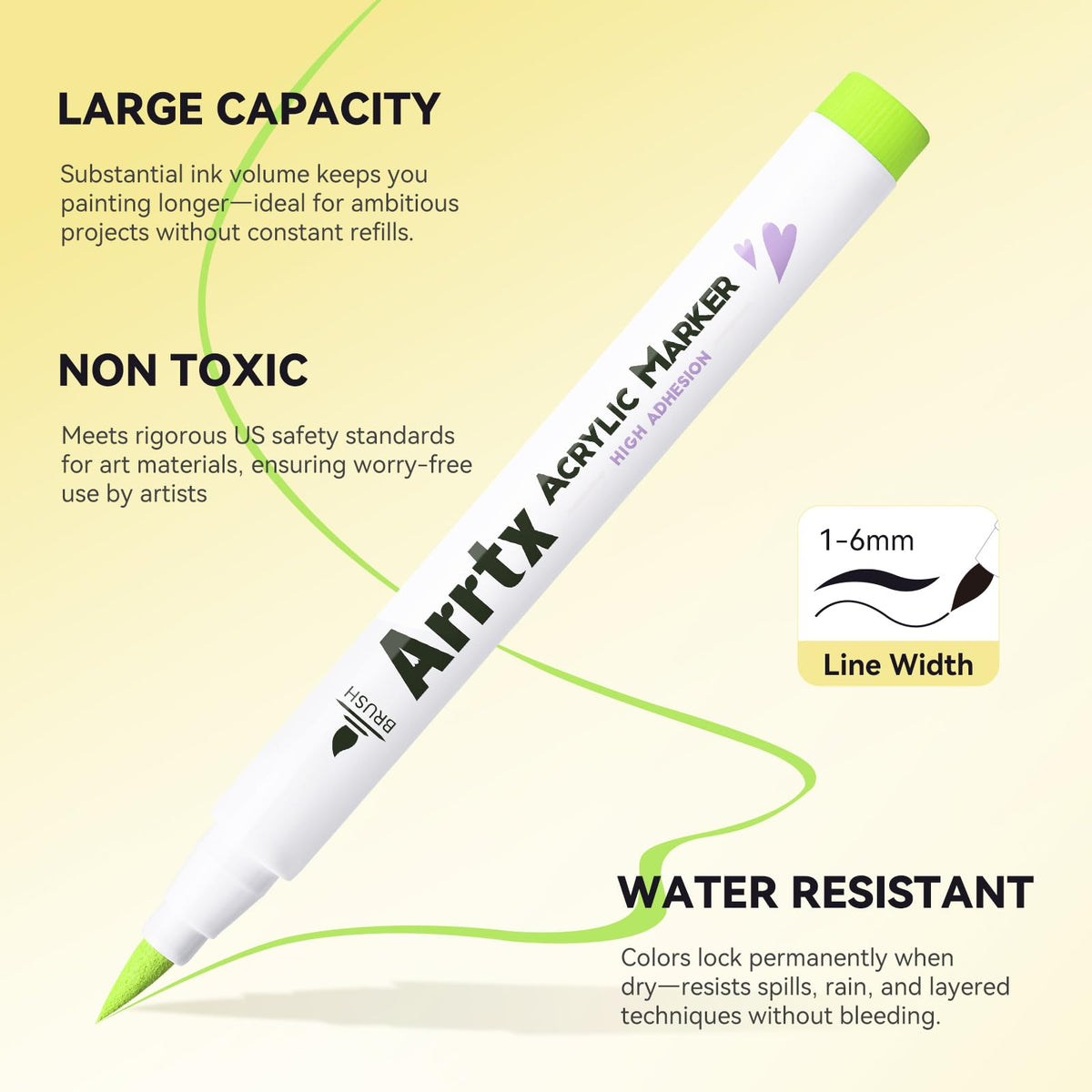Arrtx 60 Scenic Colour Acrylic Markers Brush Tip Water-Based Ink Resistant NEW
