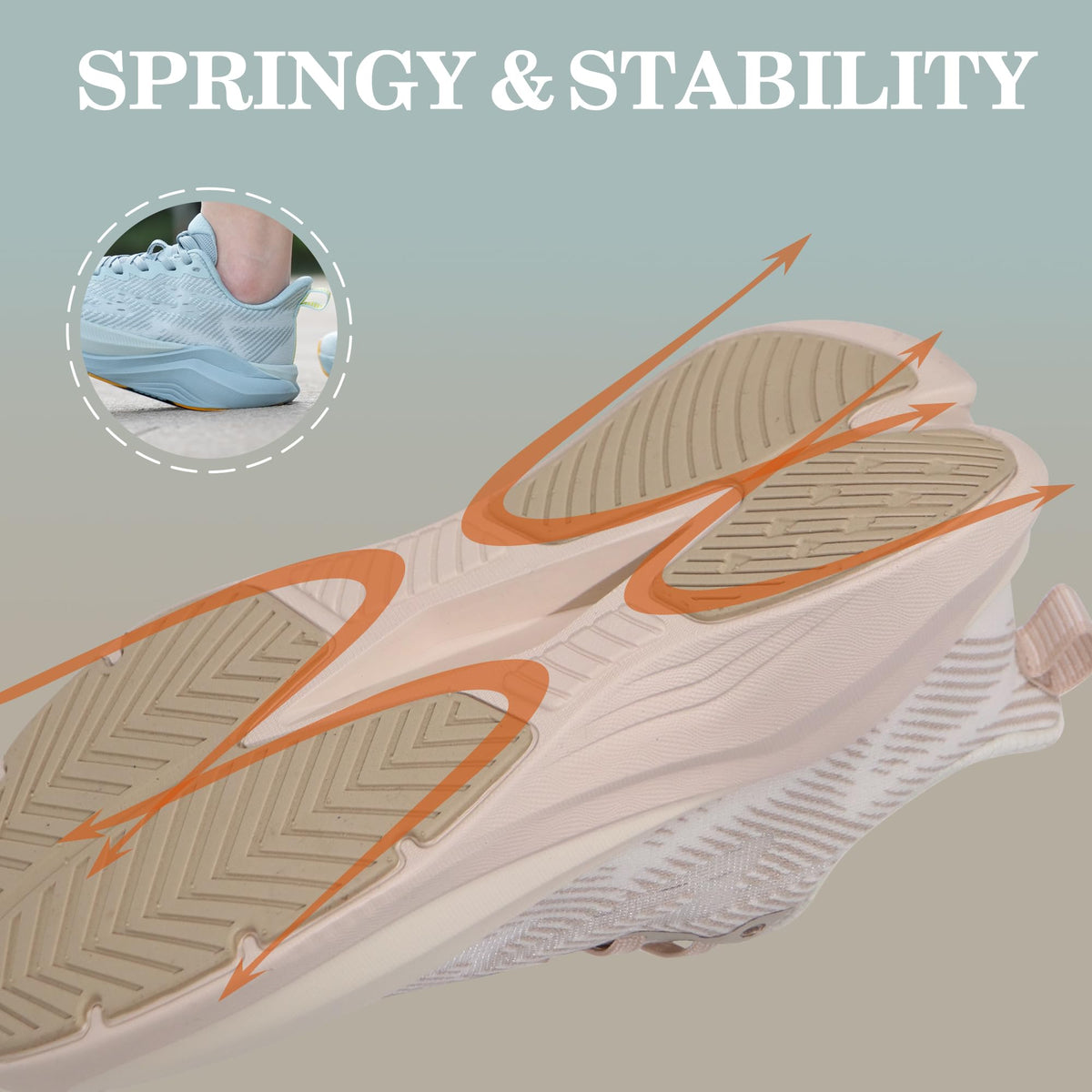 Hawkwell Cloud Zero Active Cushion Breathable Tennis Shoes Beige US 6.5 NEW