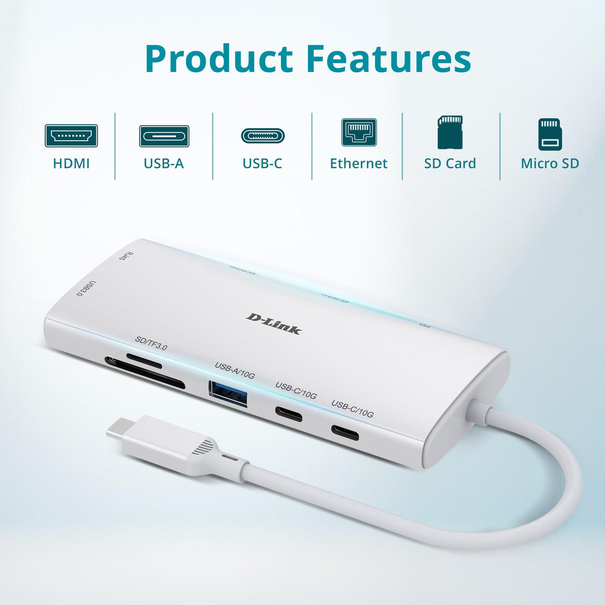 D-Link 10 USB Hubs Port USB Hub with Dual 4K HDMI, 100W Power Delivery, NEW