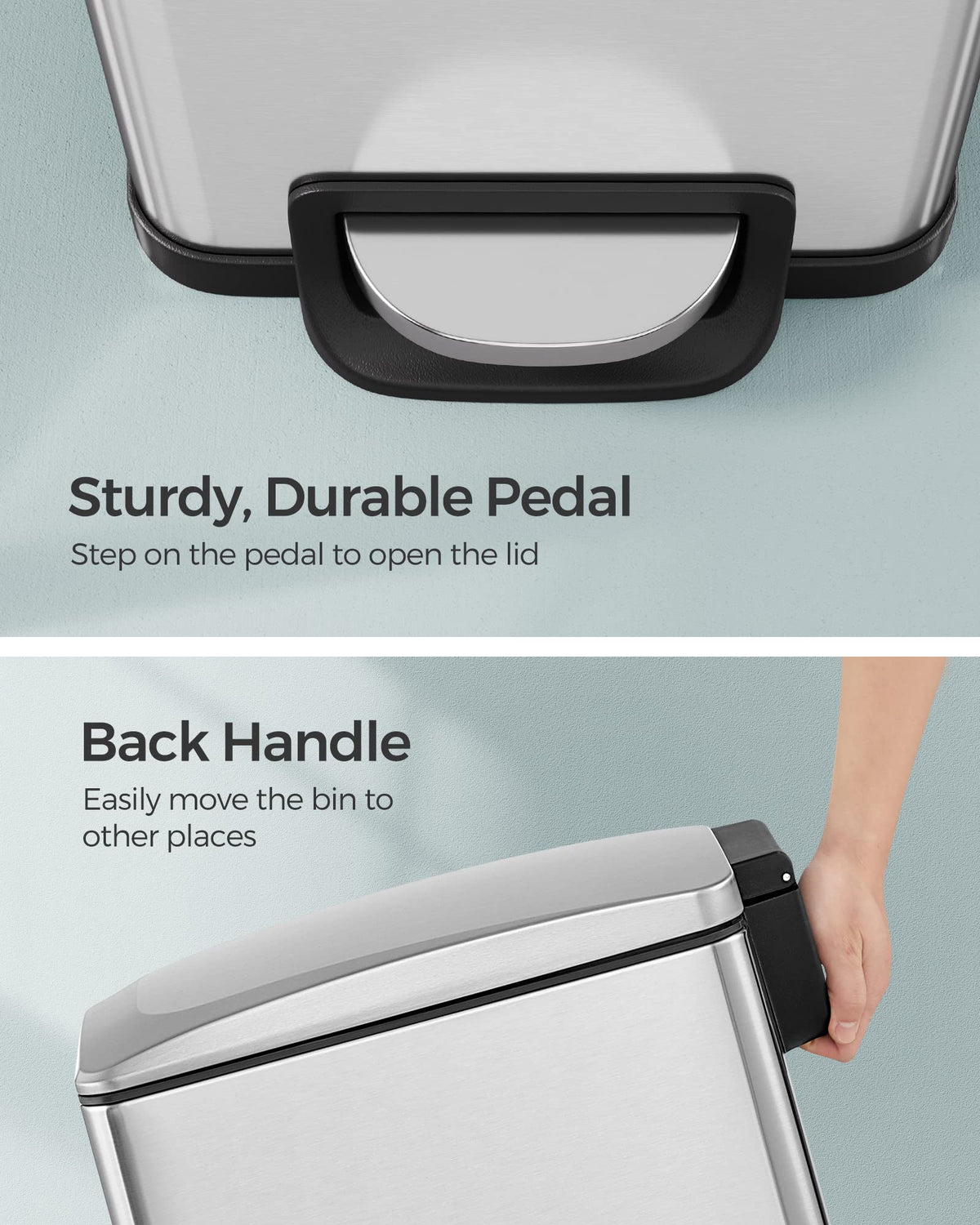 SONGMICS 48L Bathroom Accessories Slim Pedal Bin with Soft Closing Lid NEW
