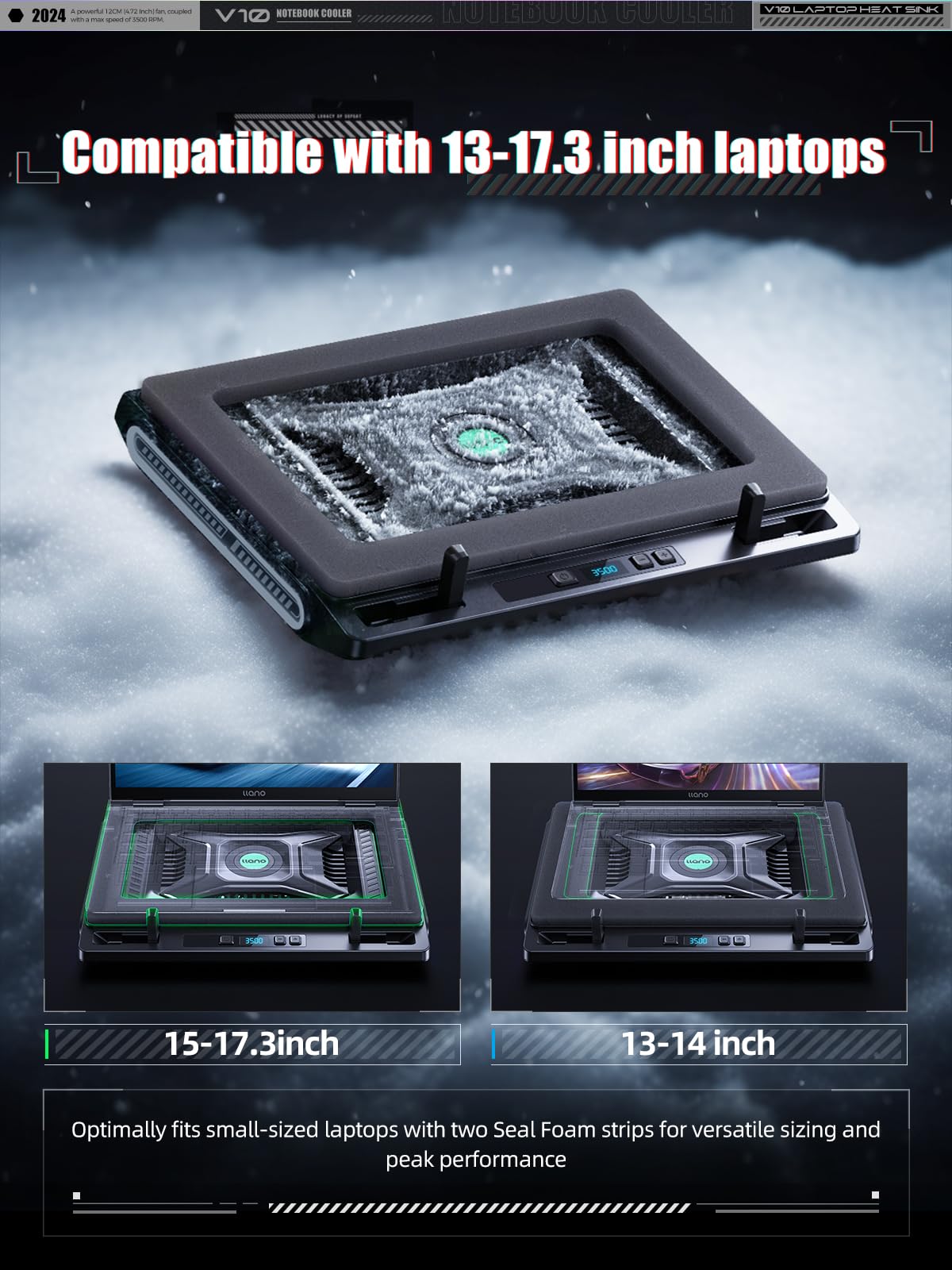 llano Laptop Cooling Pad with 3500RPM Turbofan for Portable Computers Black NEW