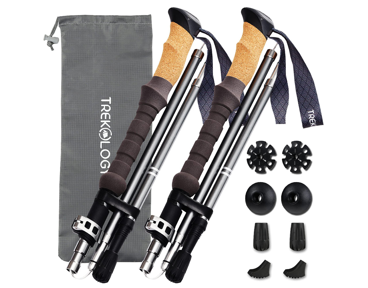 Trekology Collapsible Trekking Poles Lightweight Aluminium Hiking Grey DEMO