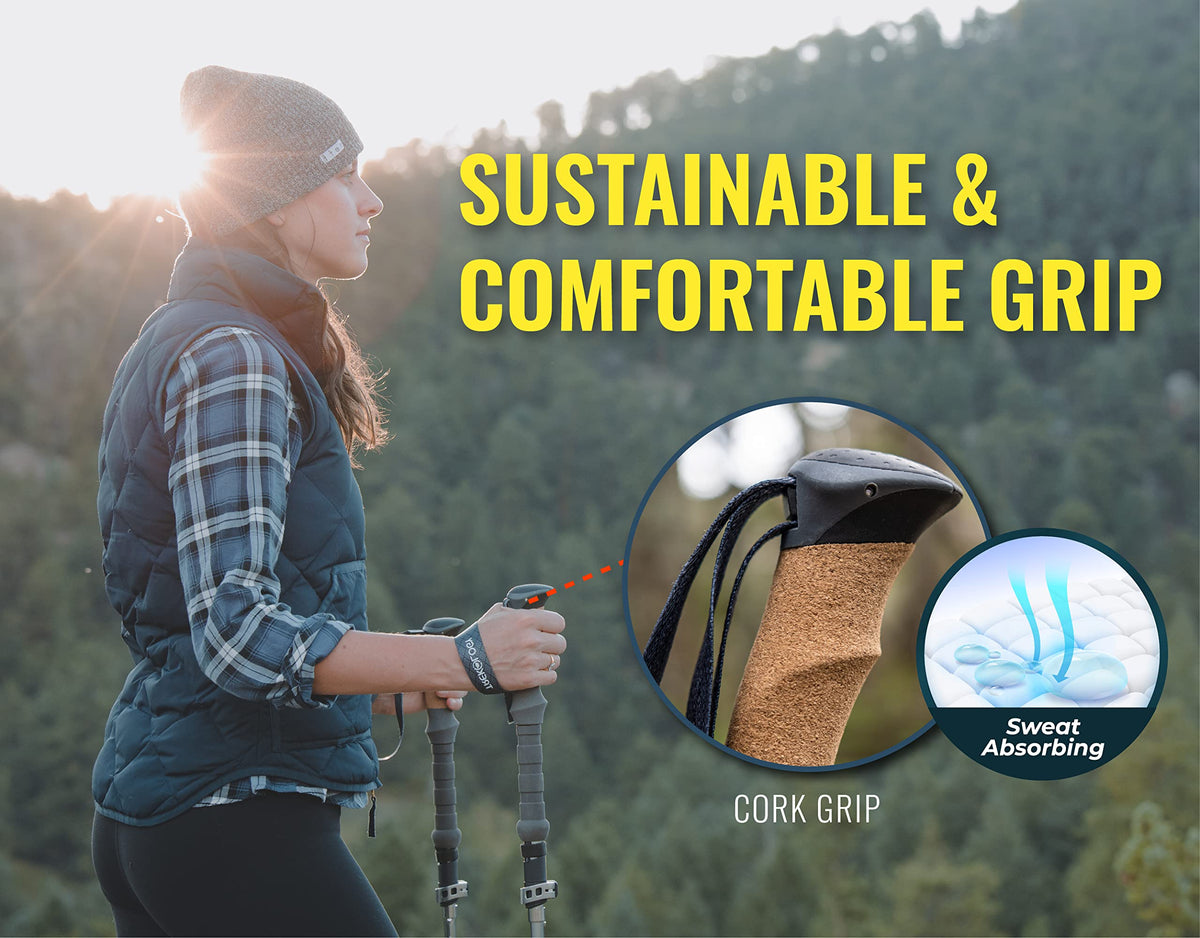 Trekology Collapsible Trekking Poles Lightweight Aluminium Hiking Grey DEMO