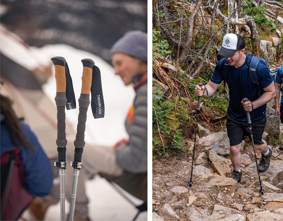 Trekology Collapsible Trekking Poles Lightweight Aluminium Hiking Grey DEMO