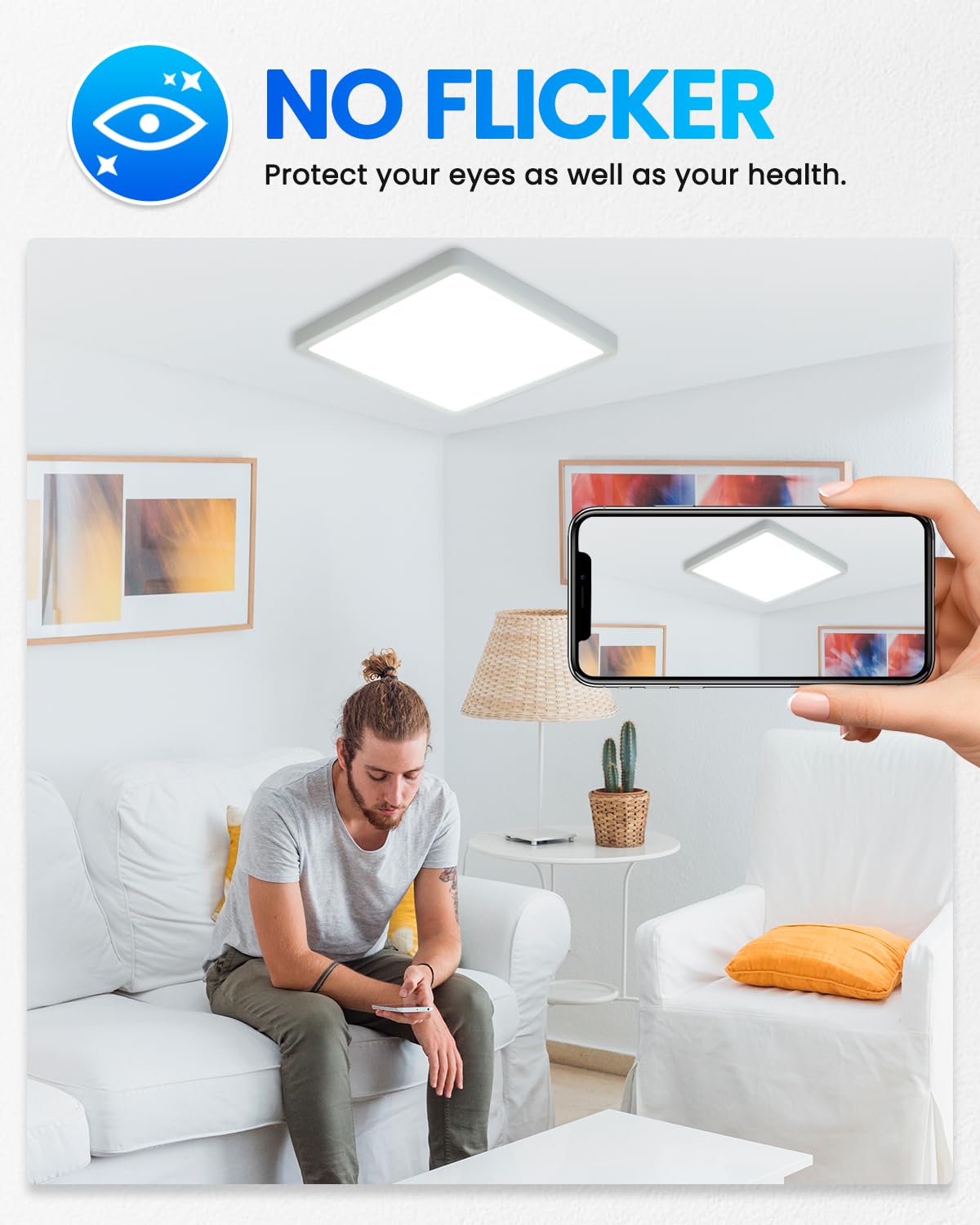 Square White LED Ceiling Light Fixture for Home Decor Size 30x30cm NEW