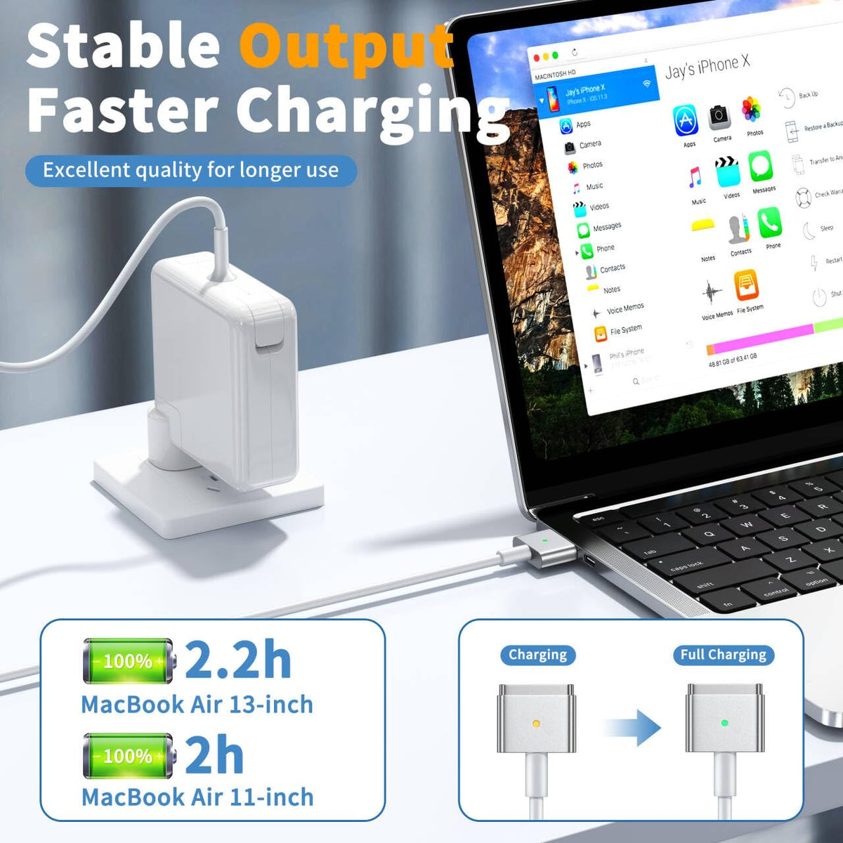 85W White Power Adapter Charger for MacBook Pro Laptops DEMO