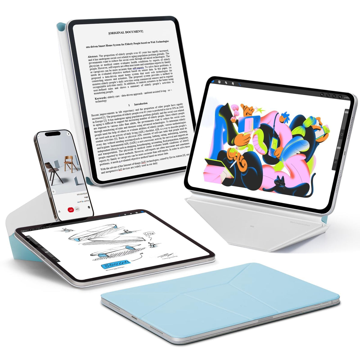 MOFT Dynamic Folio Tablet Case for iPad Pro 11 inch Blue Grey Size iPad DEMO