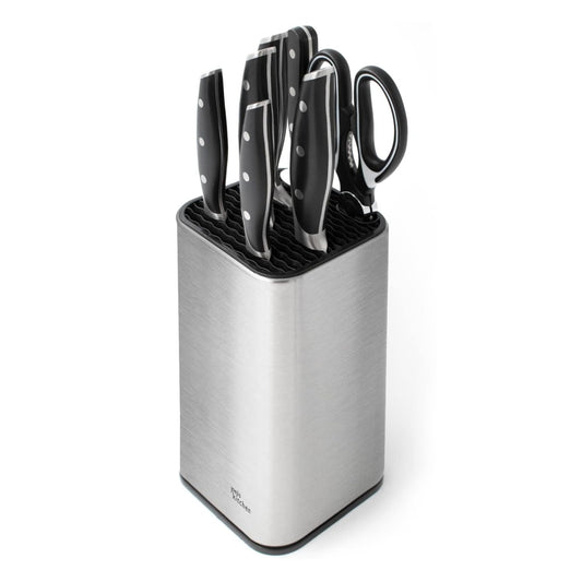Joeji's Kitchen Universal Knife Block Silver - Extra Storage Slots NEW