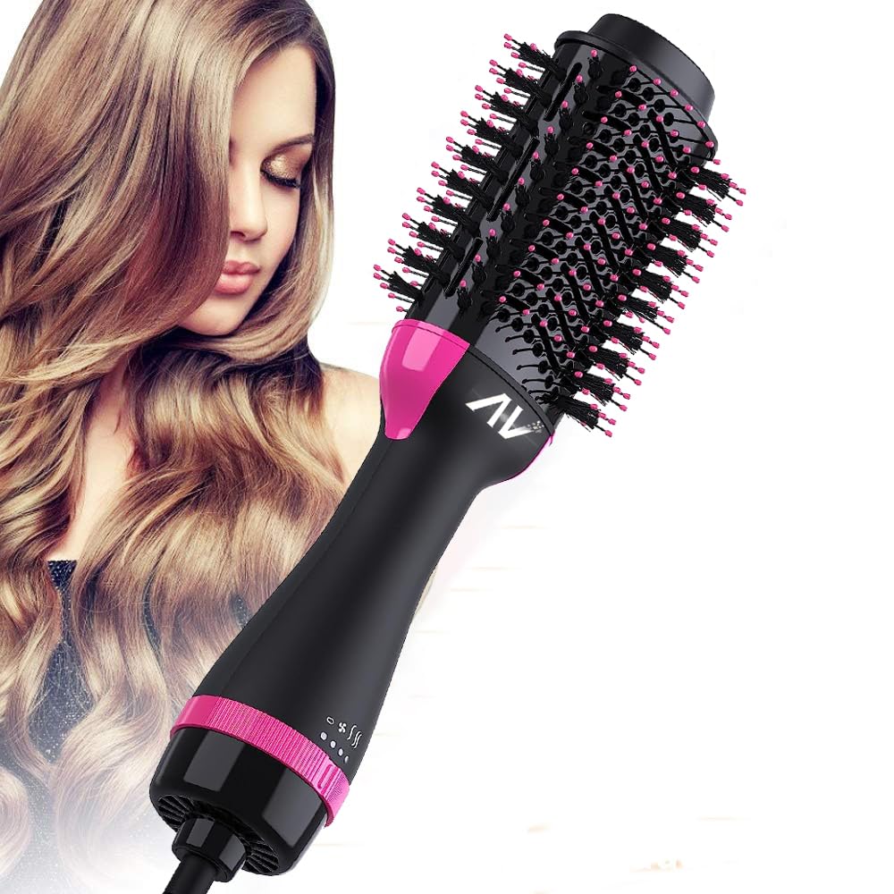 Hot Air Styler Brush 1200W One Step Hair Dryer Pink & Black NEW