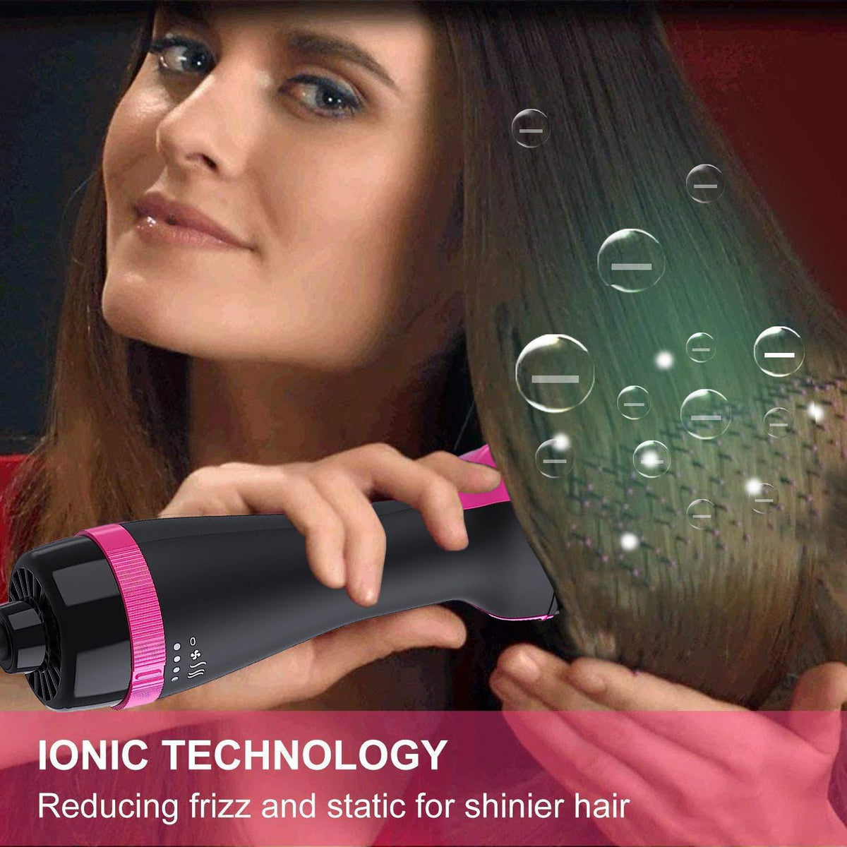 Hot Air Styler Brush 1200W One Step Hair Dryer Pink & Black NEW