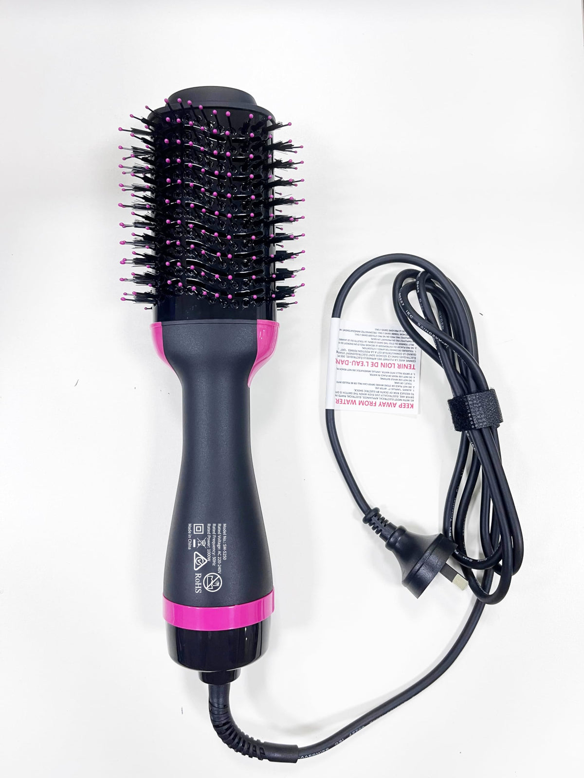 Hot Air Styler Brush 1200W One Step Hair Dryer Pink & Black NEW