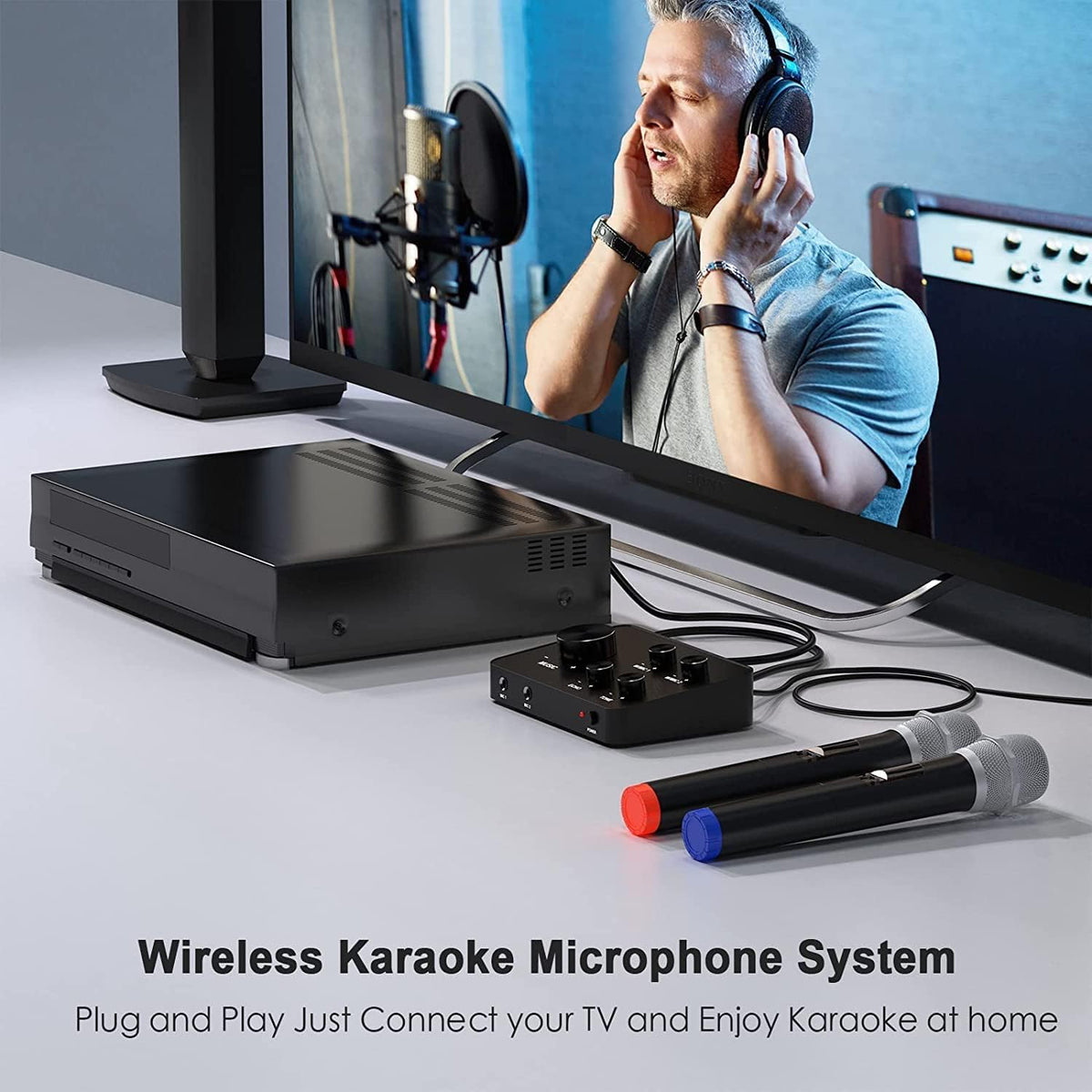 DigitConvert Portable Karaoke Wireless Microphone Mixer System Black DEMO
