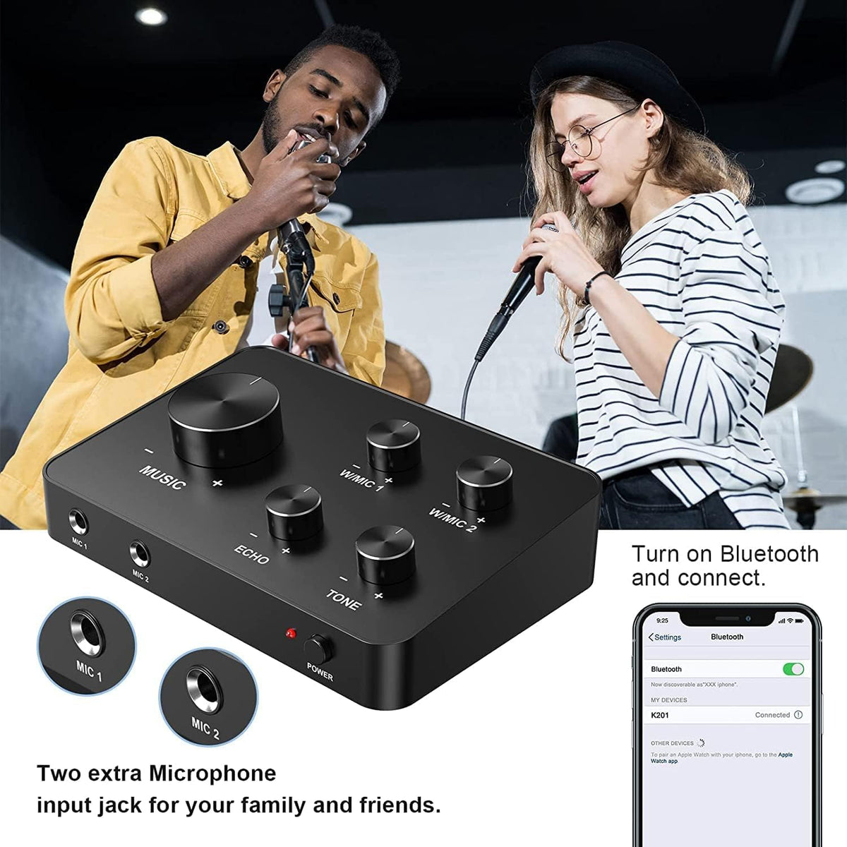 DigitConvert Portable Karaoke Wireless Microphone Mixer System Black DEMO