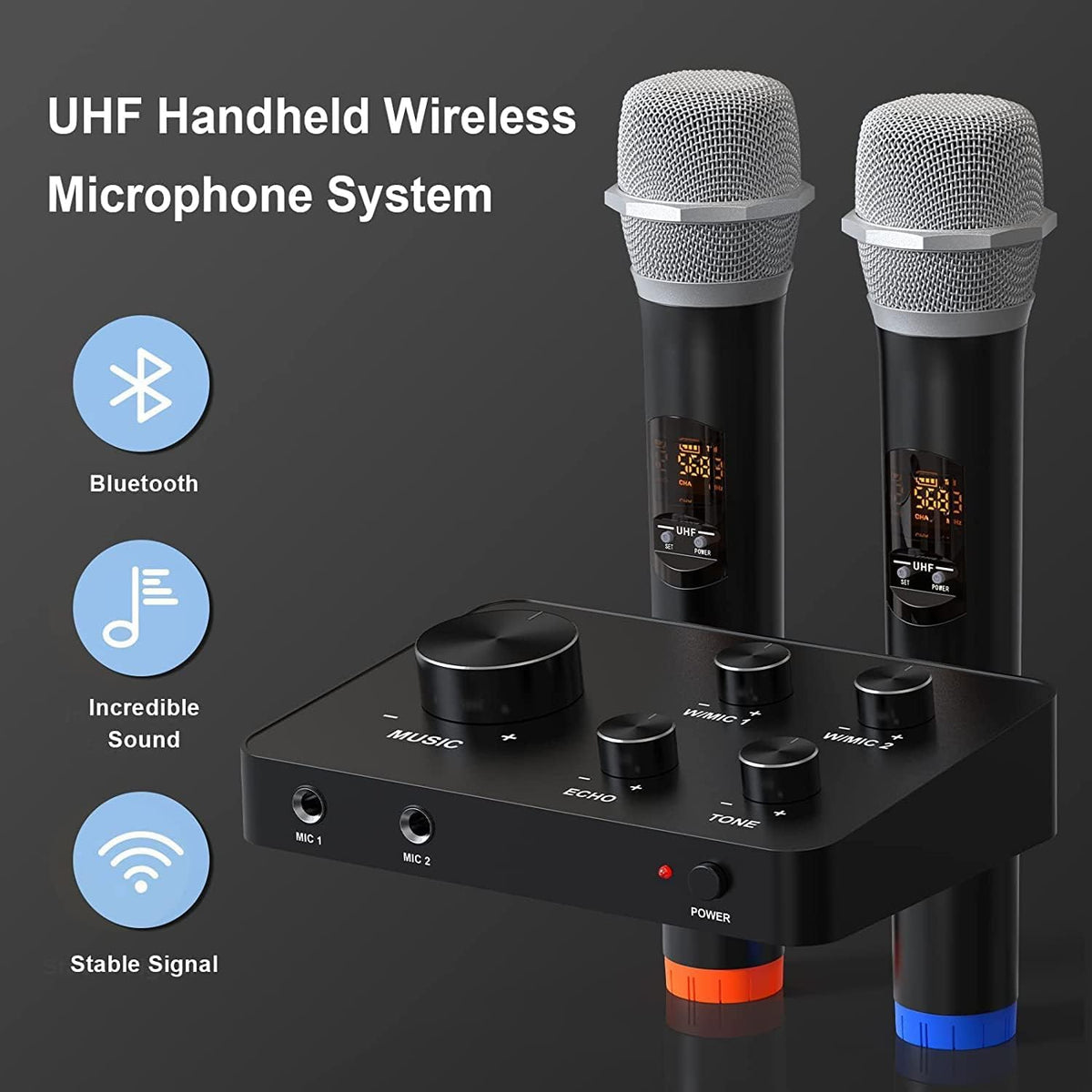 DigitConvert Portable Karaoke Wireless Microphone Mixer System Black DEMO