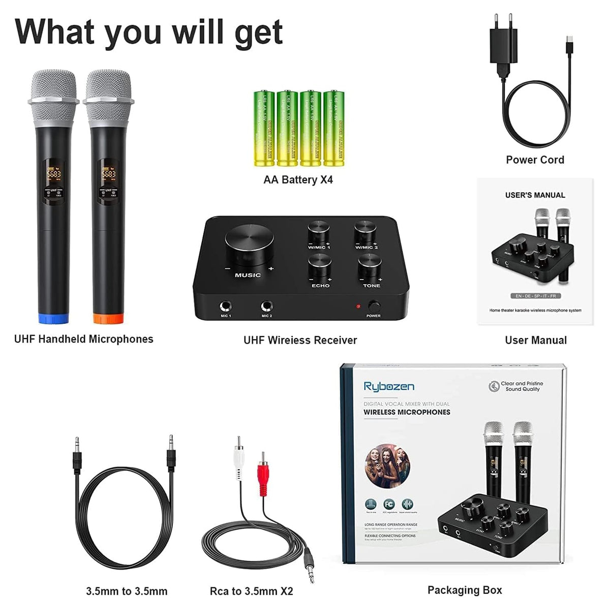 DigitConvert Portable Karaoke Wireless Microphone Mixer System Black DEMO