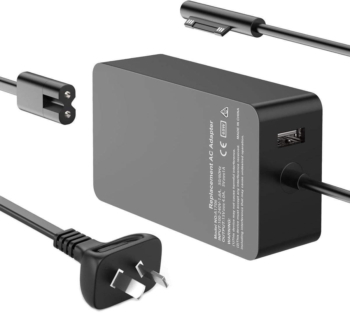 65W Black Laptop Charger for Microsoft Surface Pro Power Supply DEMO