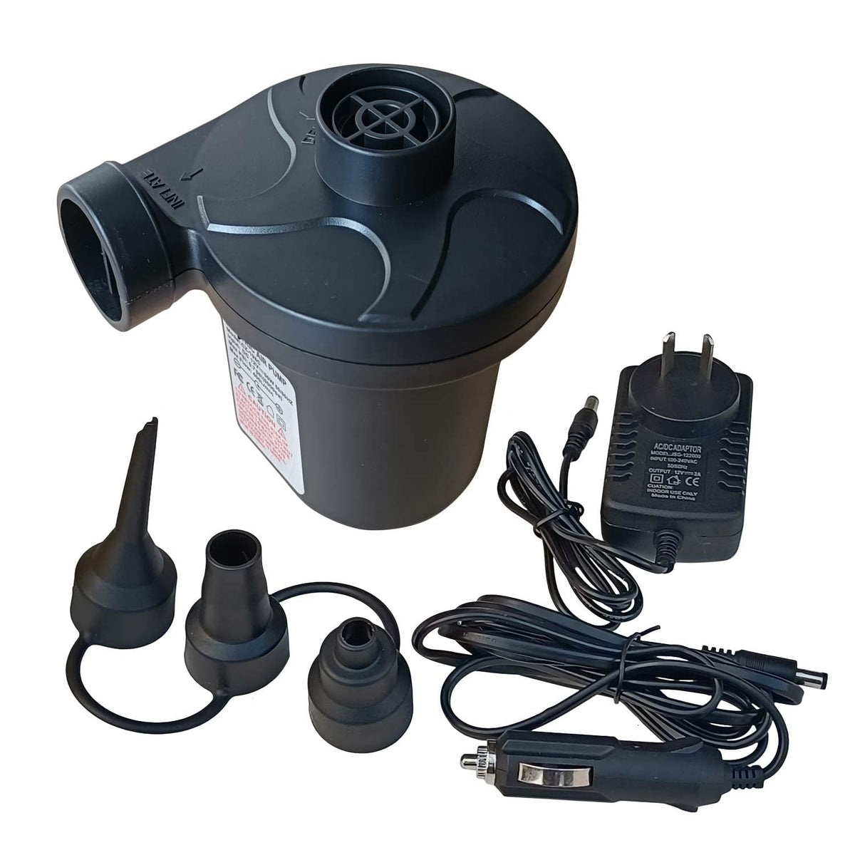 Electric Air Pump Inflation Device 3 Nozzles AC Powered Black DEMO