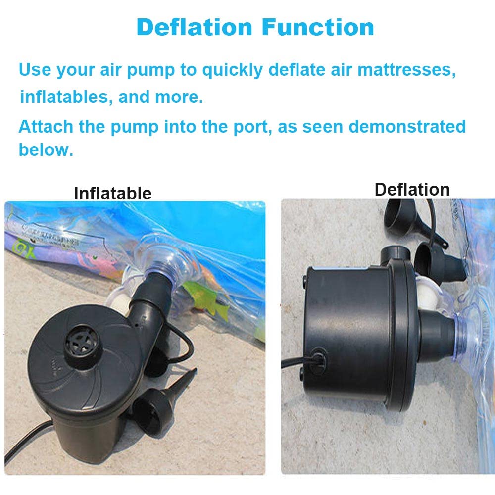 Electric Air Pump Inflation Device 3 Nozzles AC Powered Black DEMO