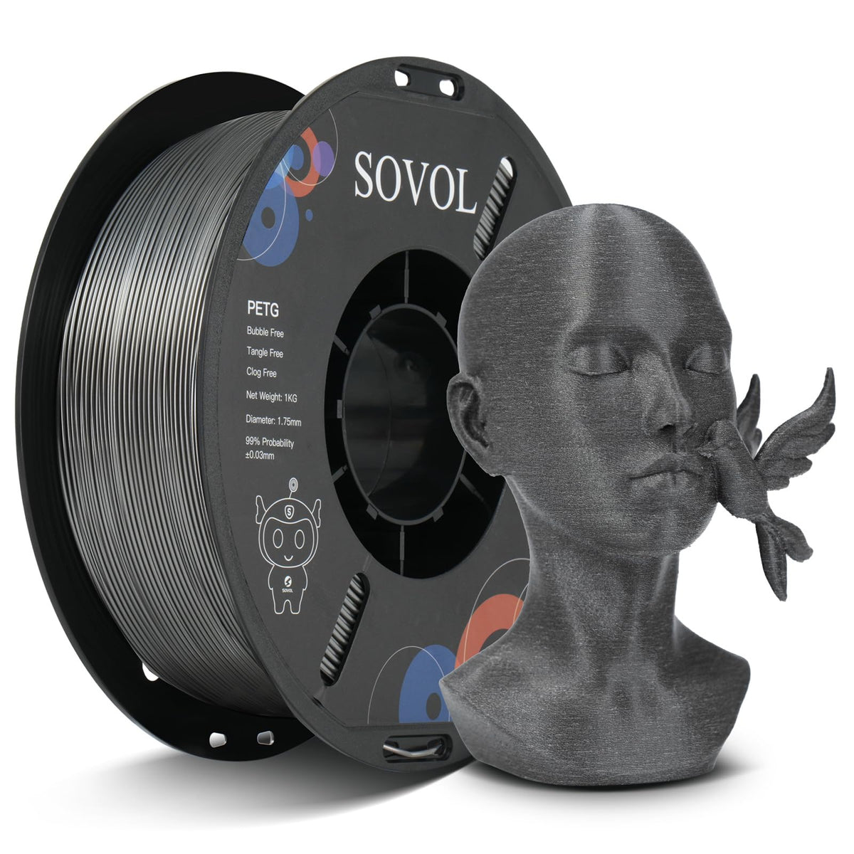 Sovol PETG 3D Printer Filament Silver Grey 1.75mm 1kg Spool Size 1kg / NEW