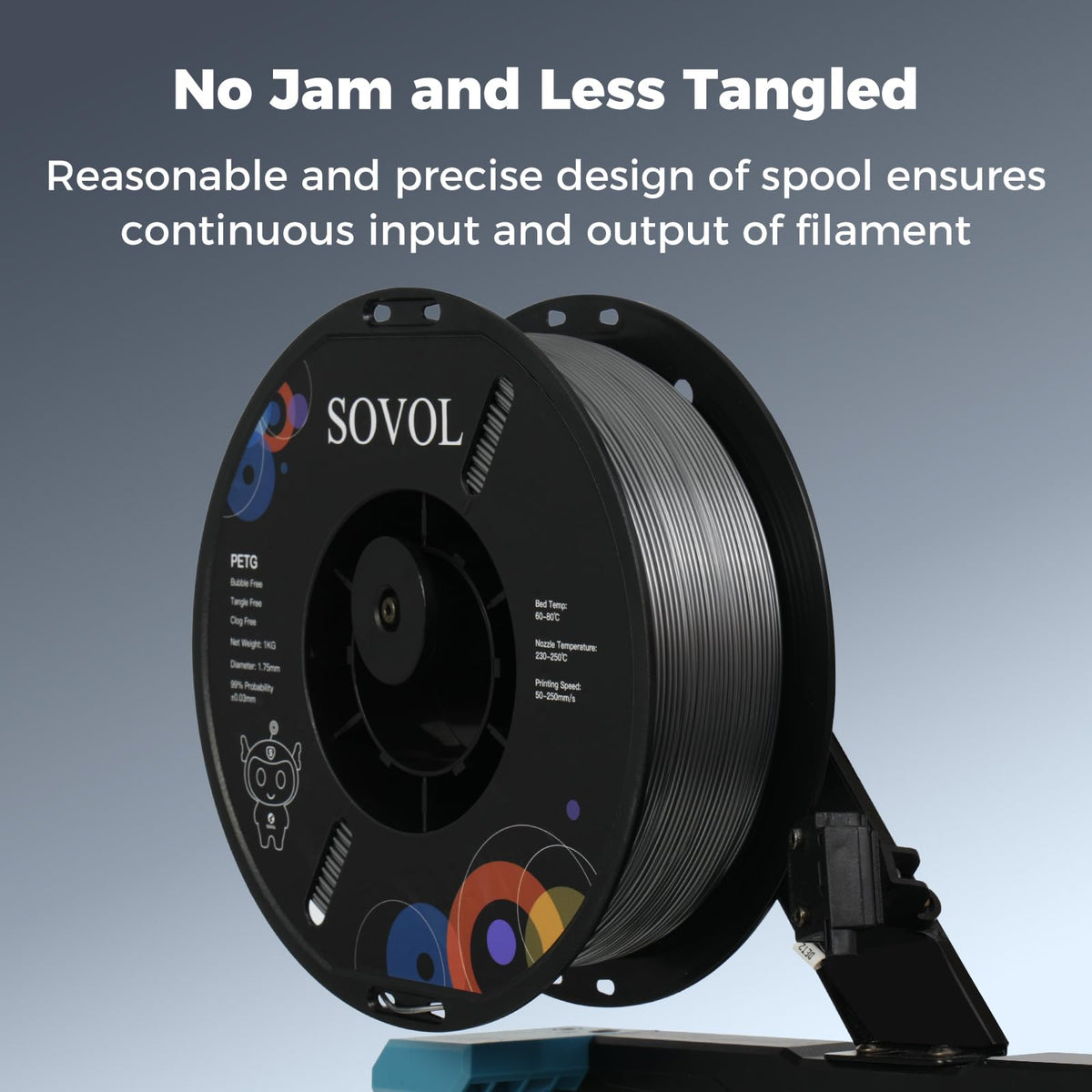 Sovol PETG 3D Printer Filament Silver Grey 1.75mm 1kg Spool Size 1kg / NEW