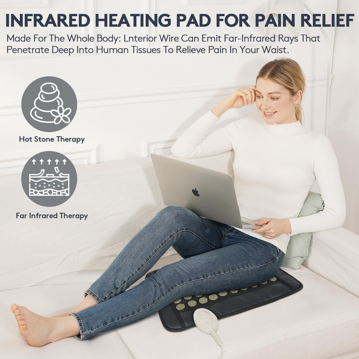 UTK Far Infrared Electric Heating Pad for Back Pain Relief Black DEMO