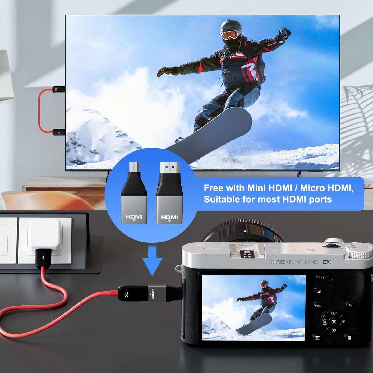 Wireless HDMI Transmitter Receiver 1080P Streaming Clients Red Black NEW