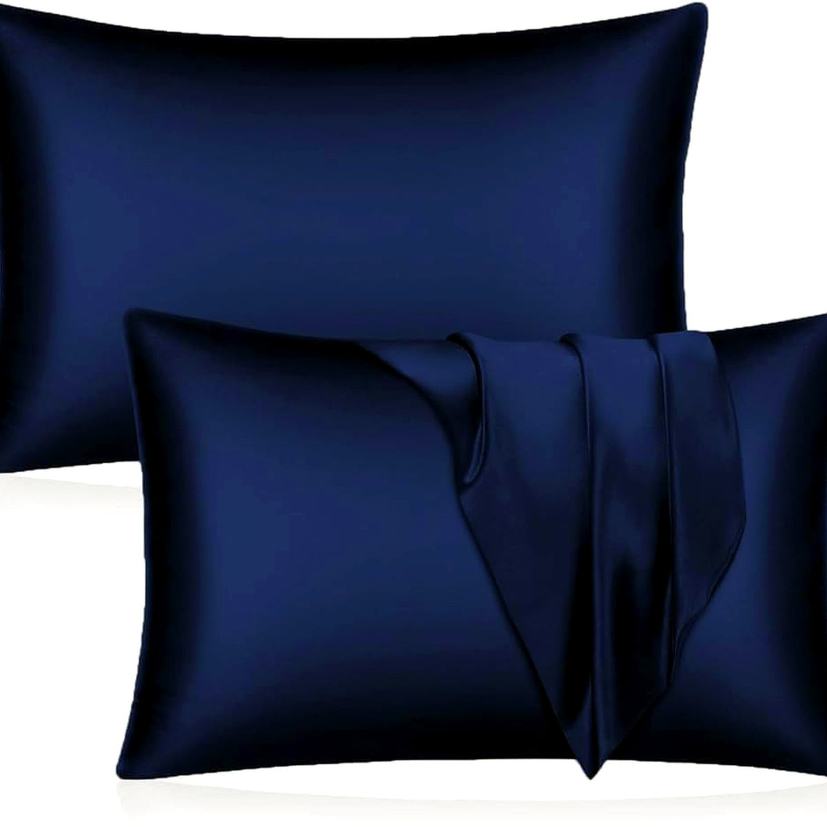SANOOR Royal Pillowcases Blue Satin Pillowcase Standard - Soft Breathable NEW