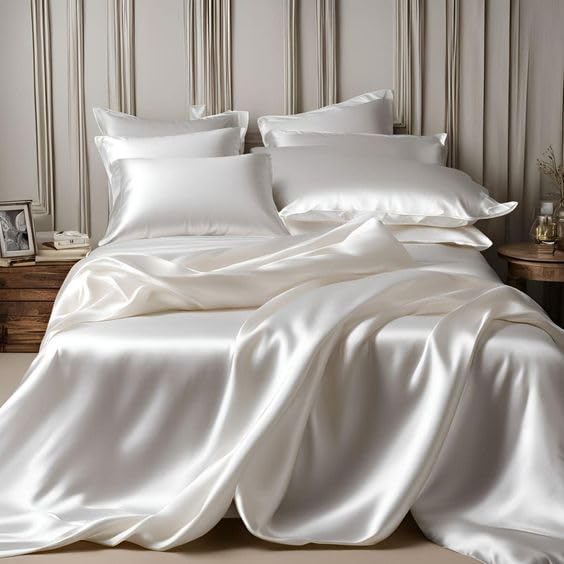 SANOOR Royal Pillowcases Blue Satin Pillowcase Standard - Soft Breathable NEW