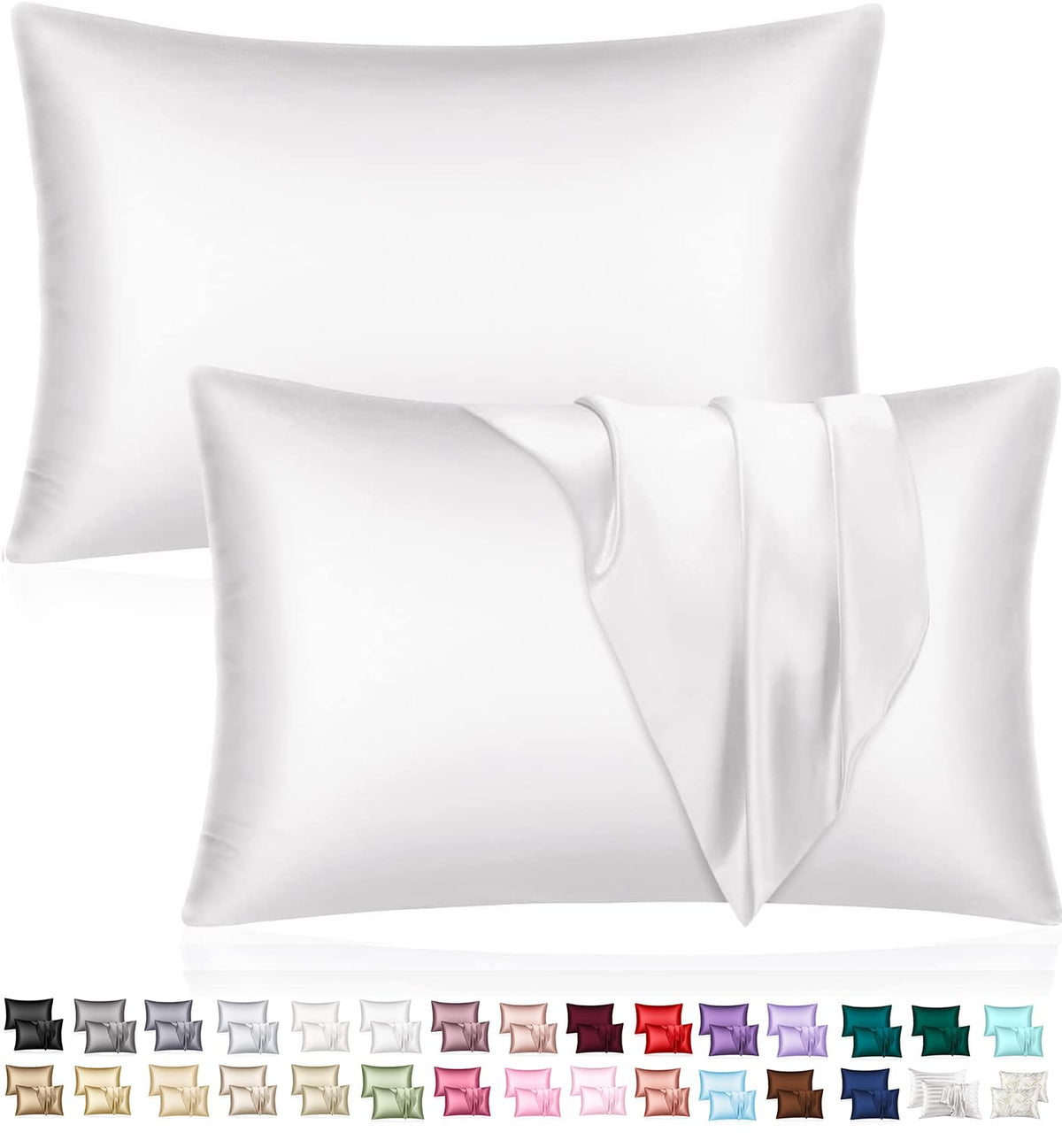SANOOR Satin Pillowcases Silk Pillowcase Standard Pure White Soft NEW