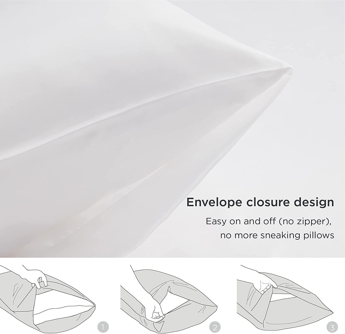 SANOOR Satin Pillowcases Silk Pillowcase Standard Pure White Soft NEW