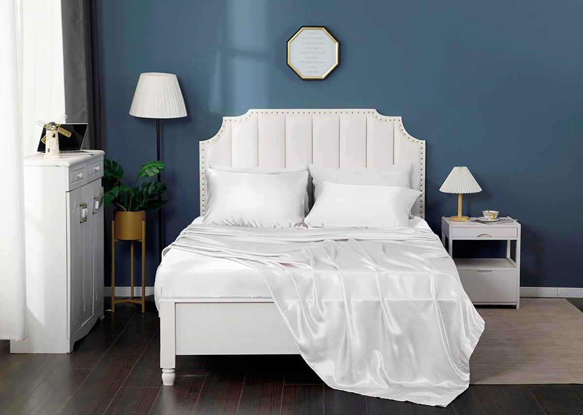 SANOOR Satin Pillowcases Silk Pillowcase Standard Pure White Soft NEW
