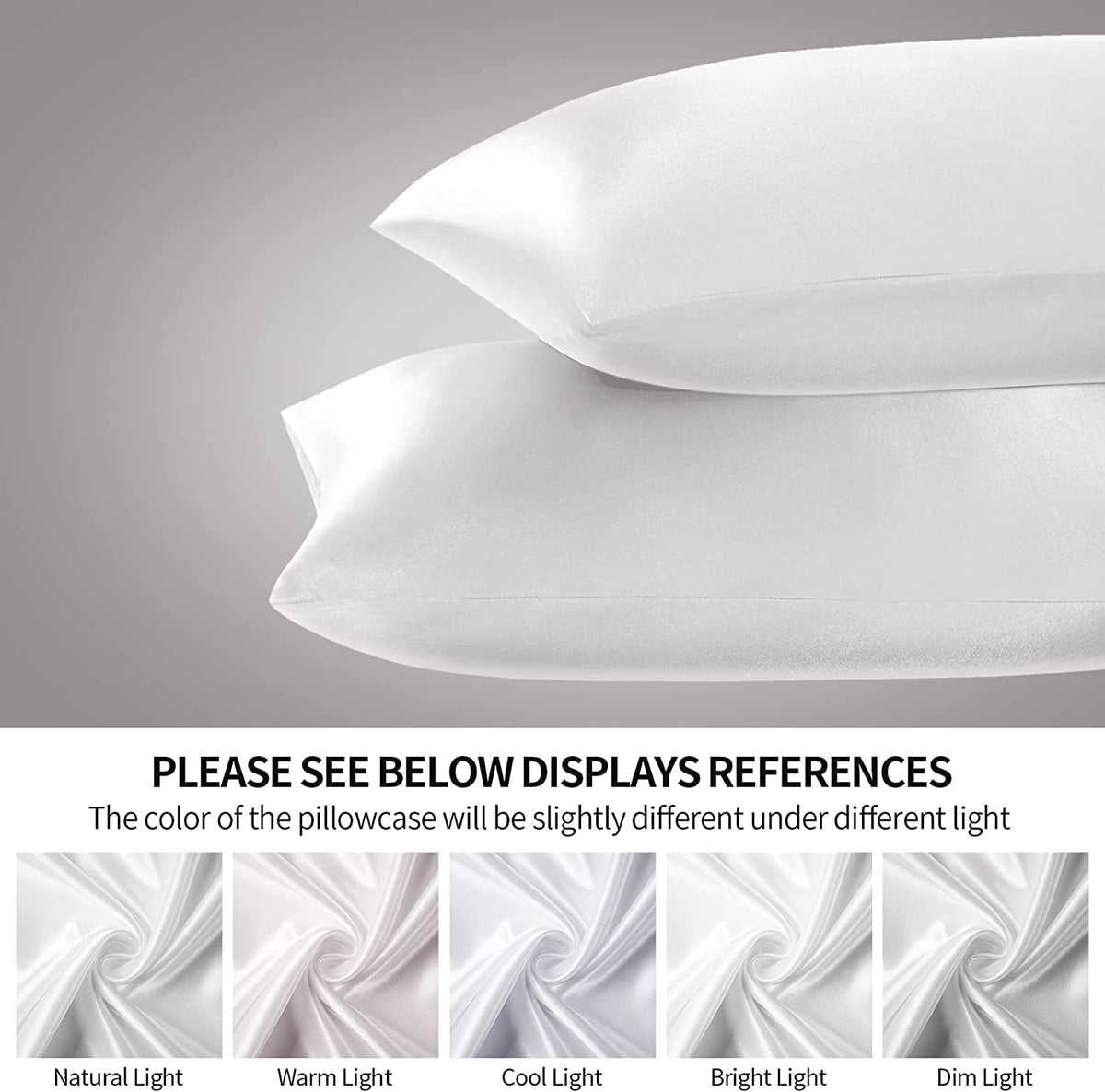 SANOOR Satin Pillowcases Silk Pillowcase Standard Pure White Soft NEW