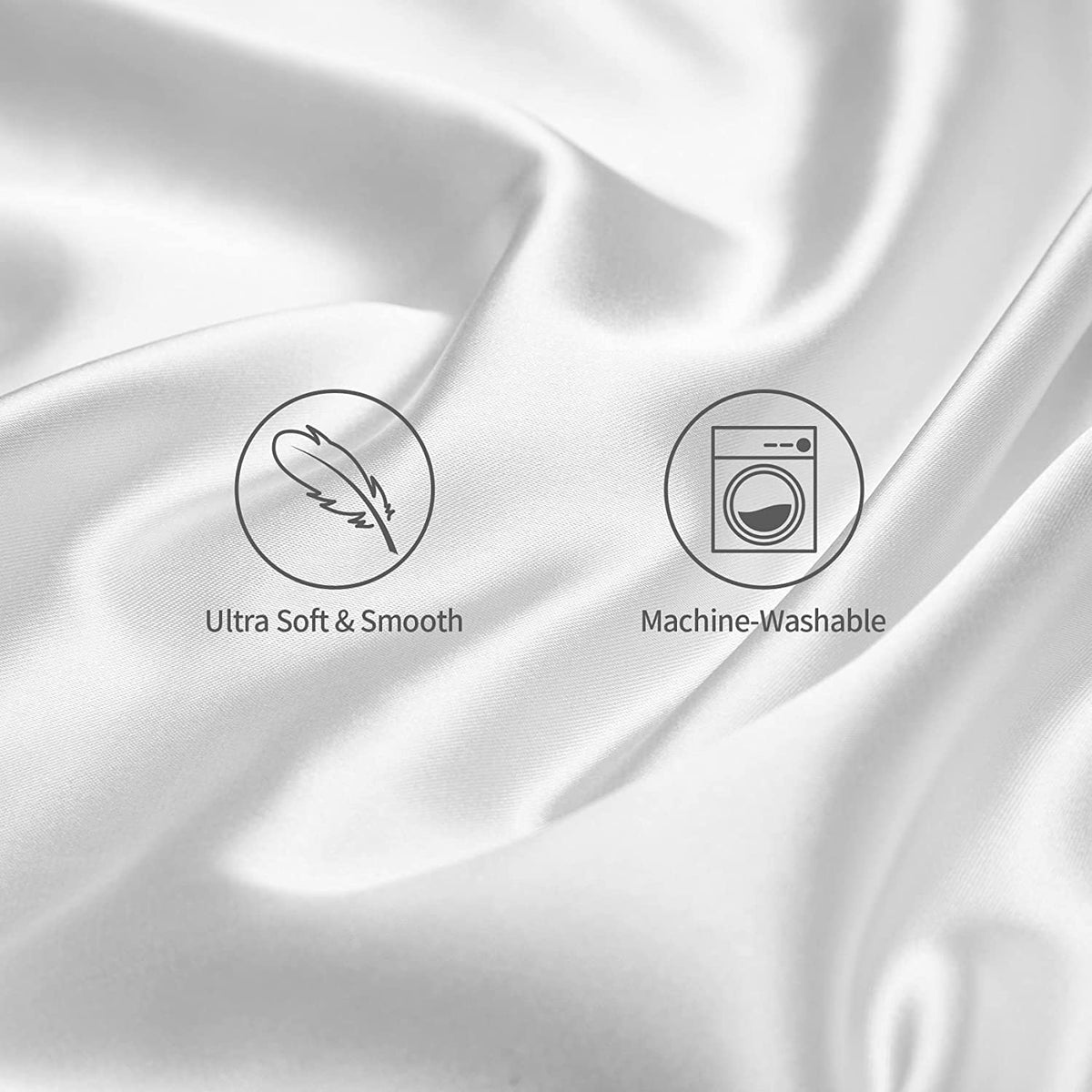 SANOOR Satin Pillowcases Silk Pillowcase Standard Pure White Soft NEW