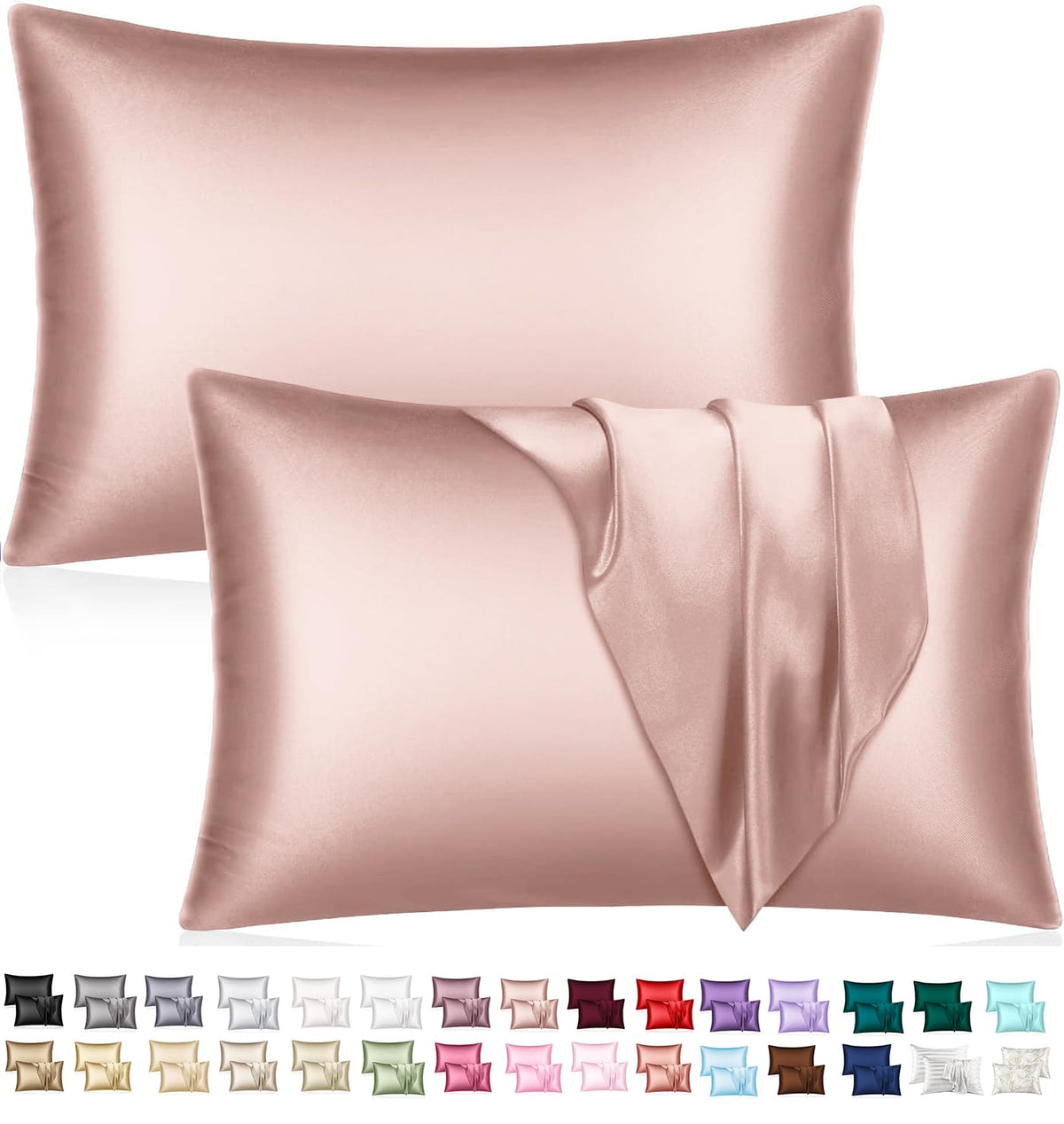 SANOOR Satin Pillowcases Pillowcase Standard Rose Cloud Pink Soft Silky NEW