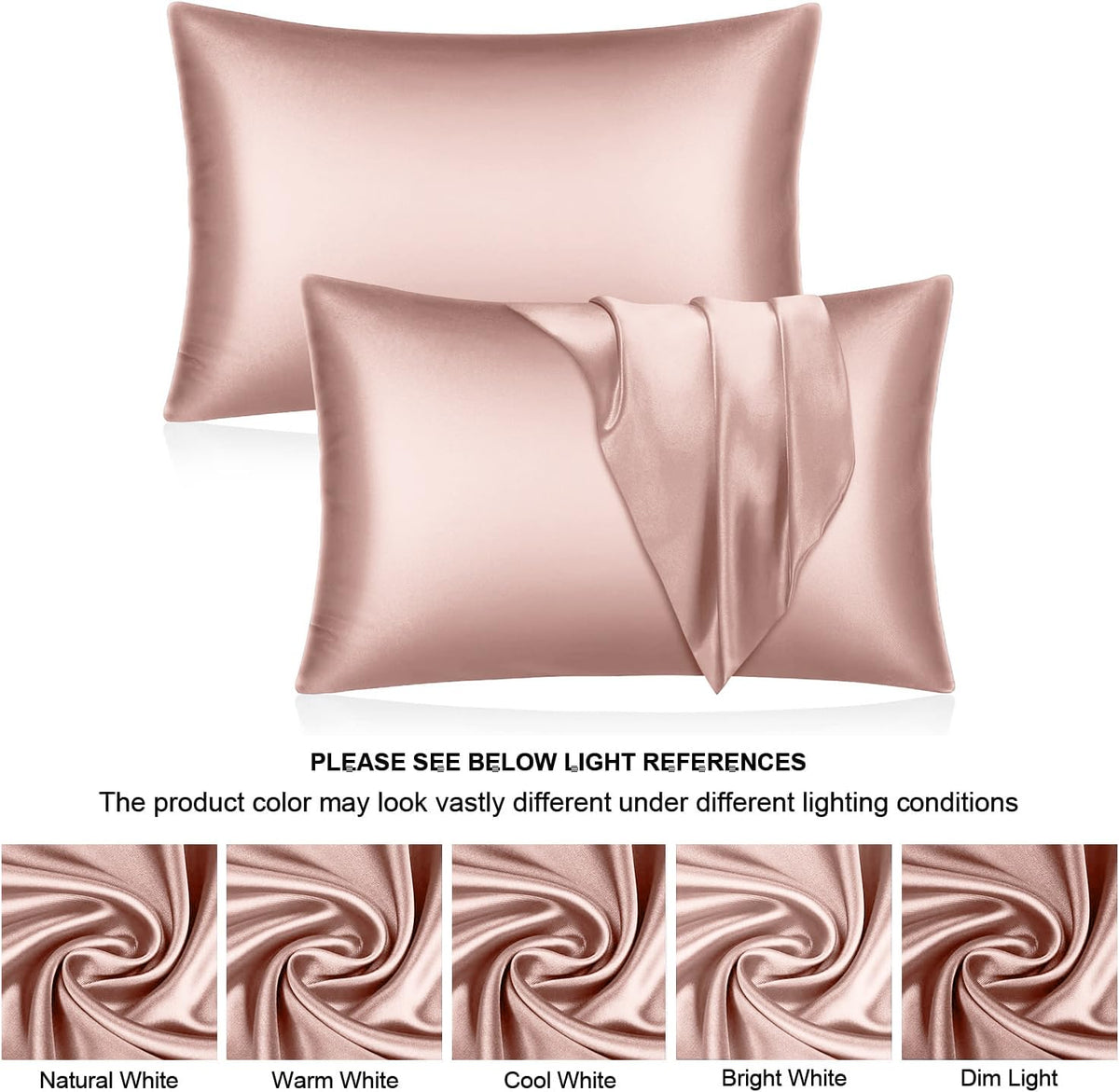 SANOOR Satin Pillowcases Pillowcase Standard Rose Cloud Pink Soft Silky NEW
