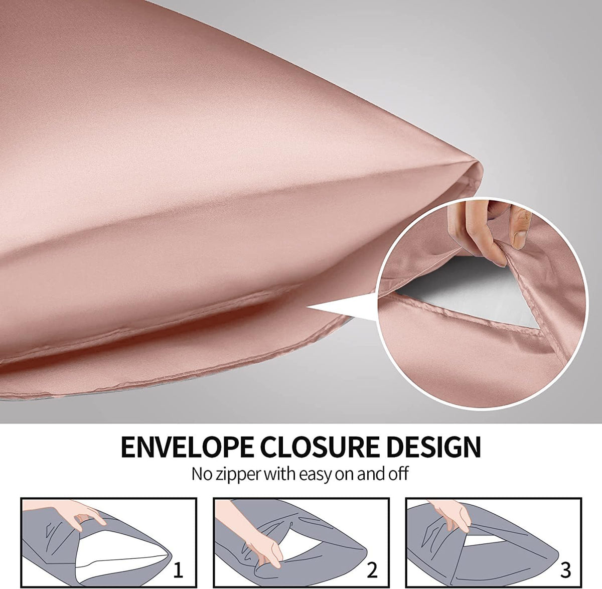 SANOOR Satin Pillowcases Pillowcase Standard Rose Cloud Pink Soft Silky NEW
