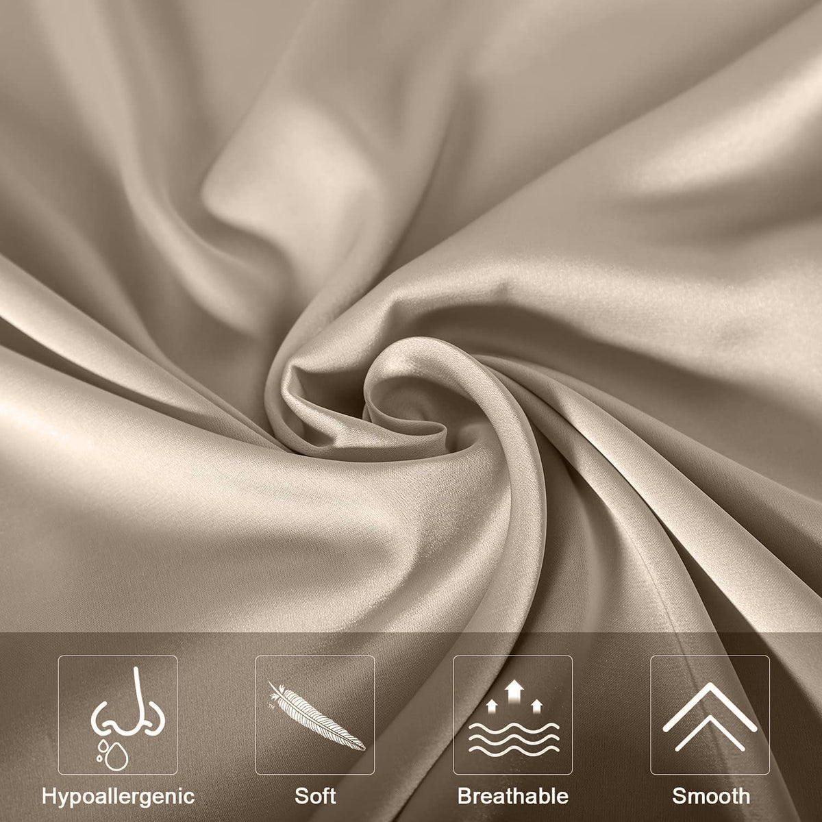 SANOOR Satin Pillowcases Pillowcase Standard Classic Caramel Beige Soft NEW