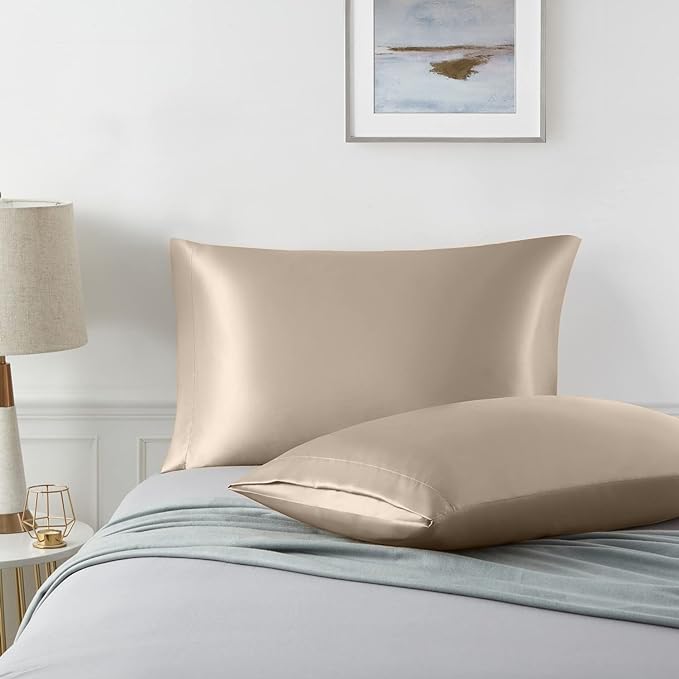 SANOOR Satin Pillowcases Pillowcase Standard Classic Caramel Beige Soft NEW