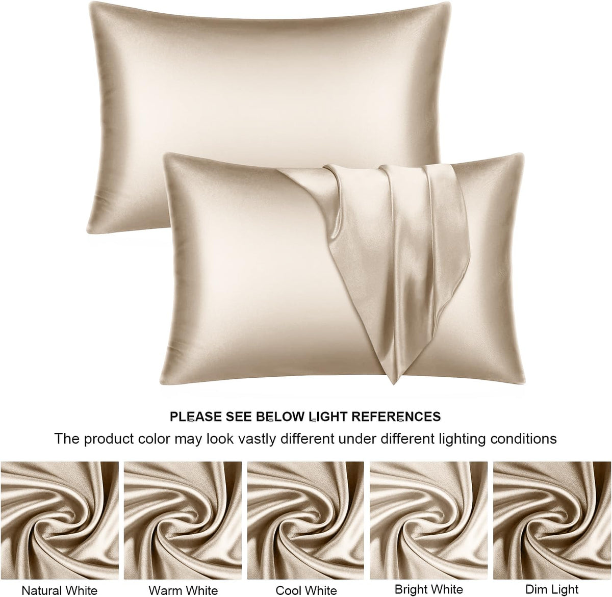 SANOOR Satin Pillowcases Pillowcase Standard Classic Caramel Beige Soft NEW