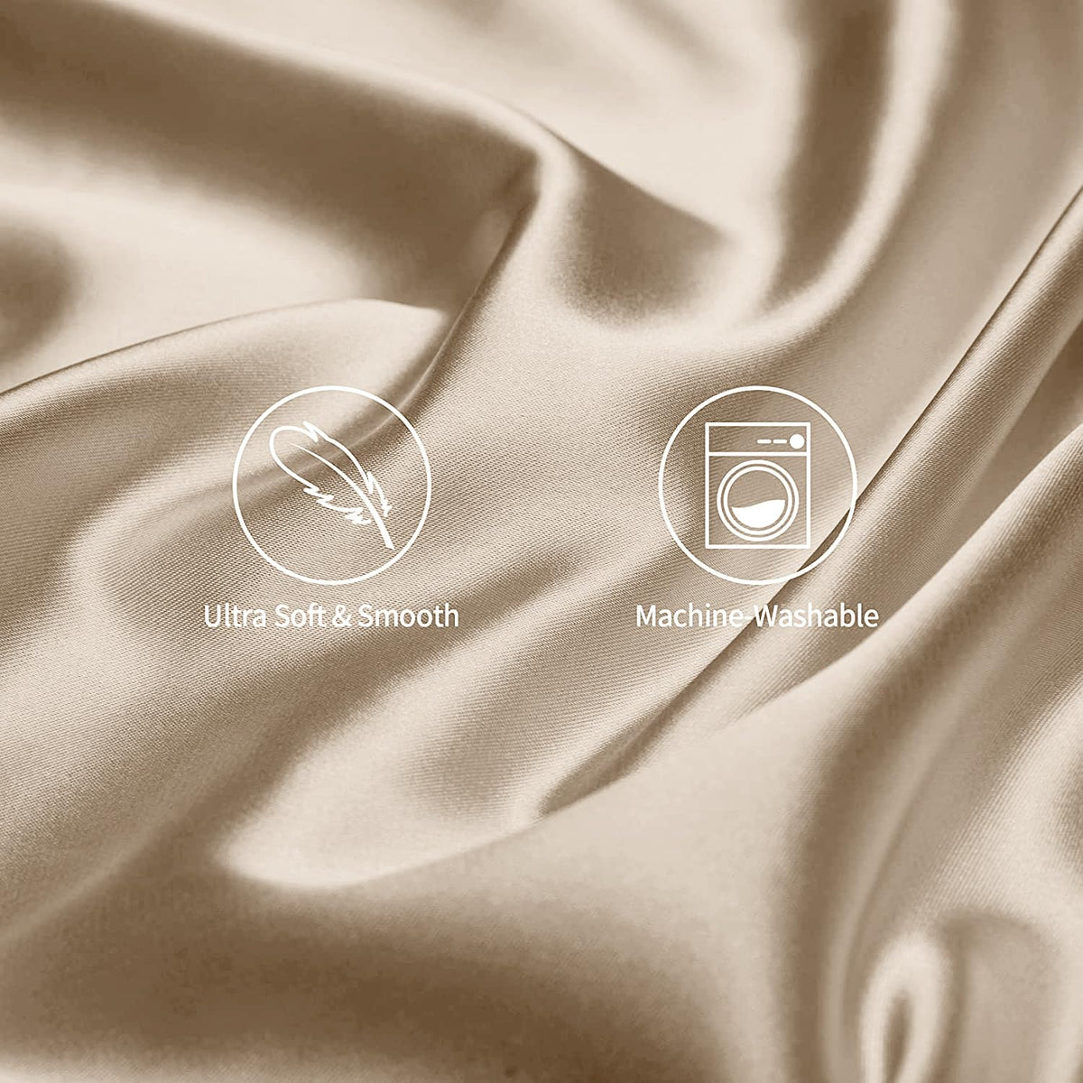 SANOOR Satin Pillowcases Pillowcase Standard Classic Caramel Beige Soft NEW